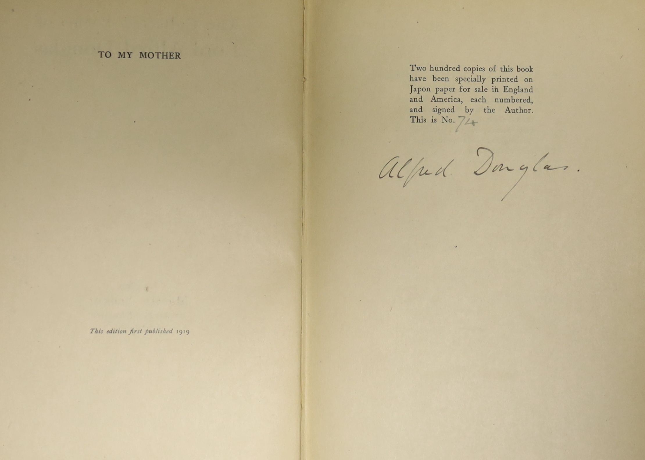The collected poems of Lord Alfred Douglas 74/200, signed by the author